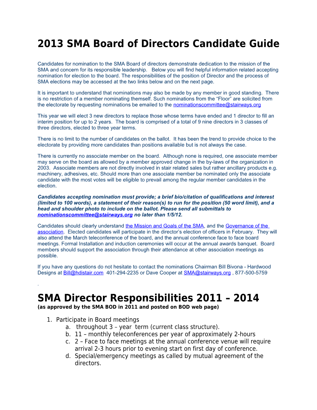 2013 SMA Board of Directors Candidate Guide
