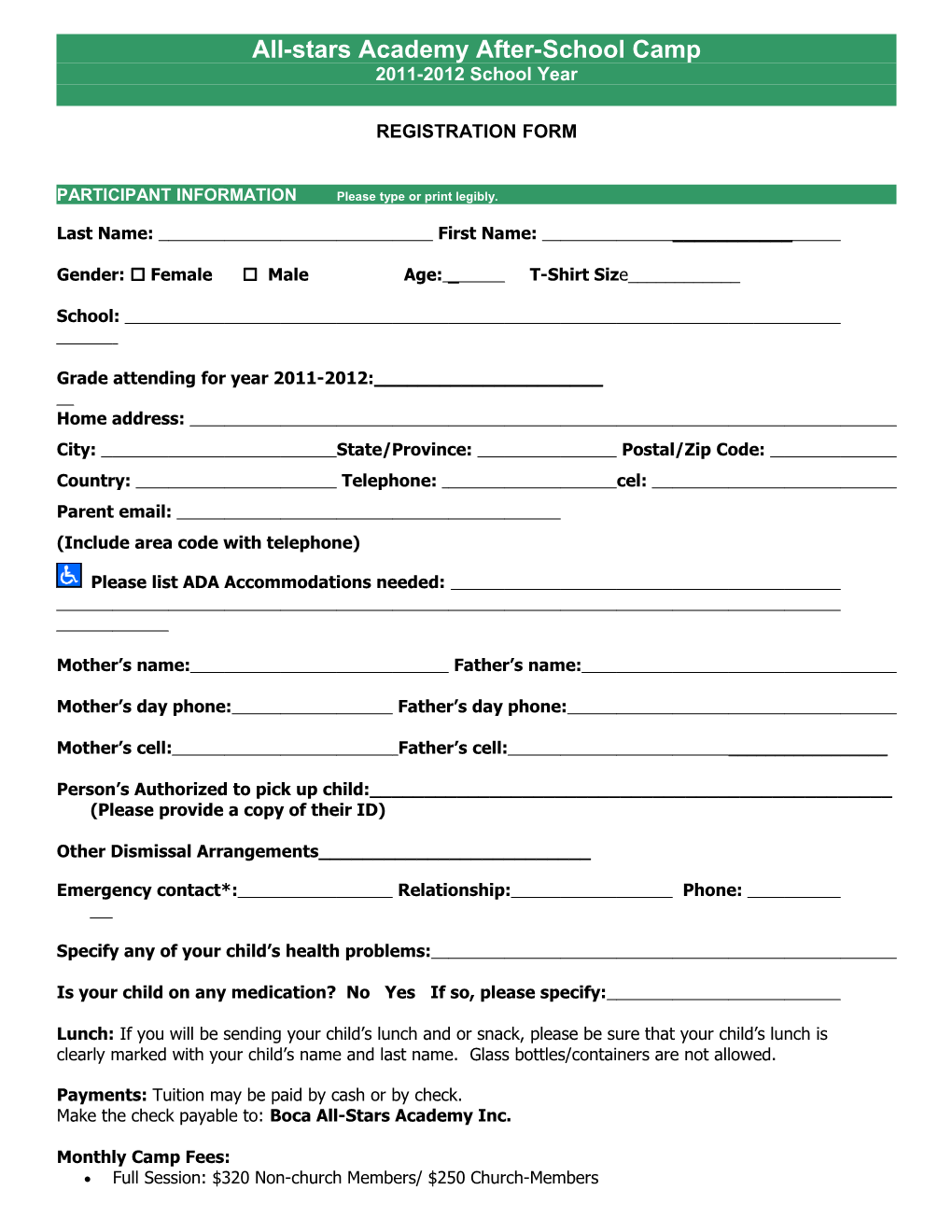 REGISTRATION FORM Sample s1