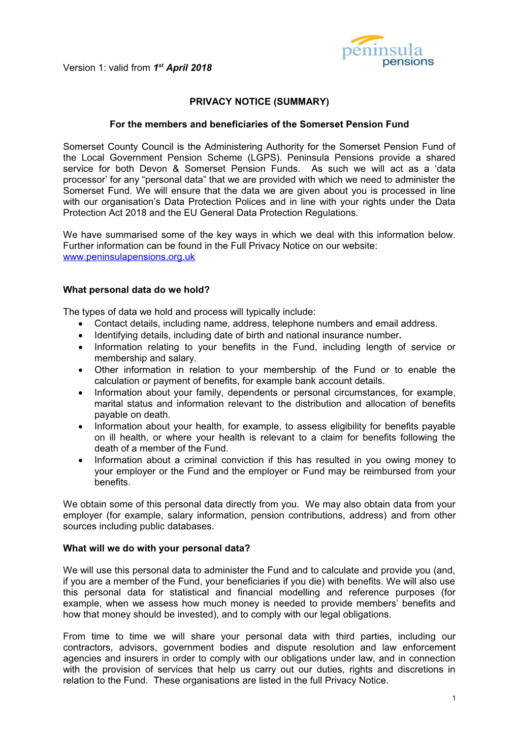 For the Members and Beneficiaries of the Somerset Pension Fund