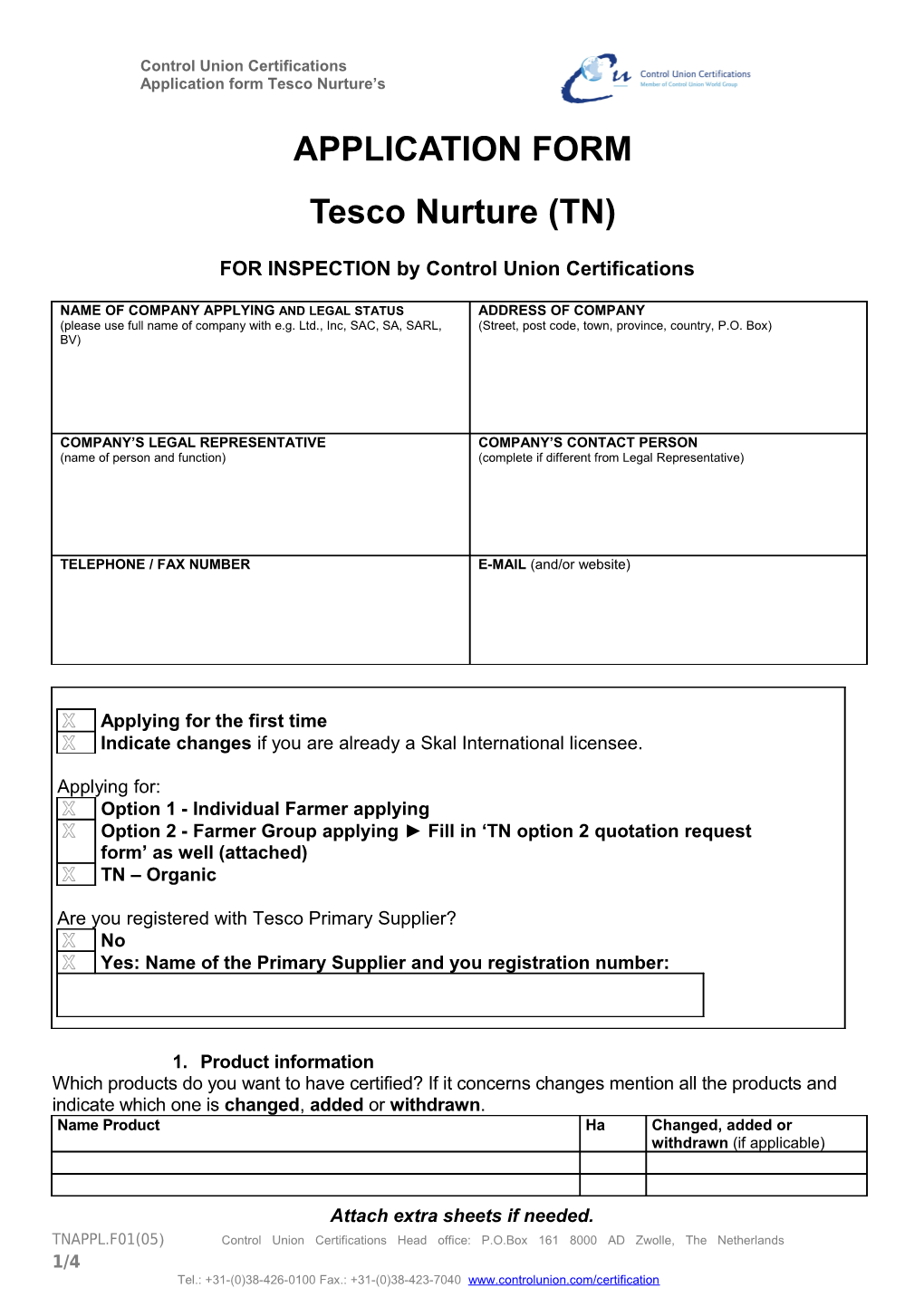 Application Form Tesco Nurture S