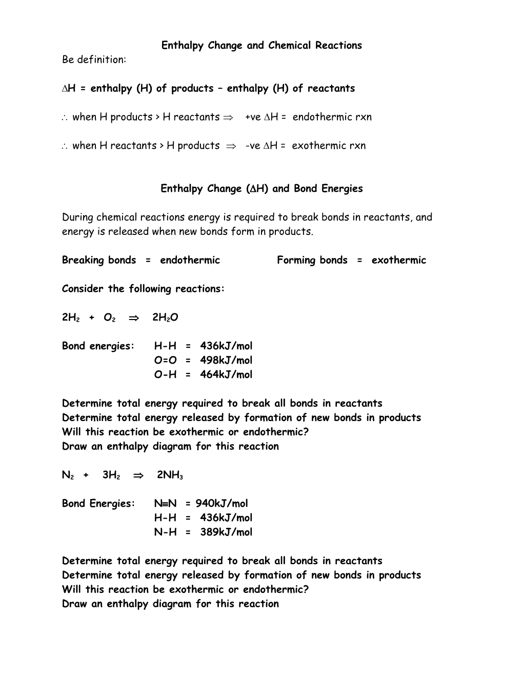 Enthalpy Change and Chemical Reactions