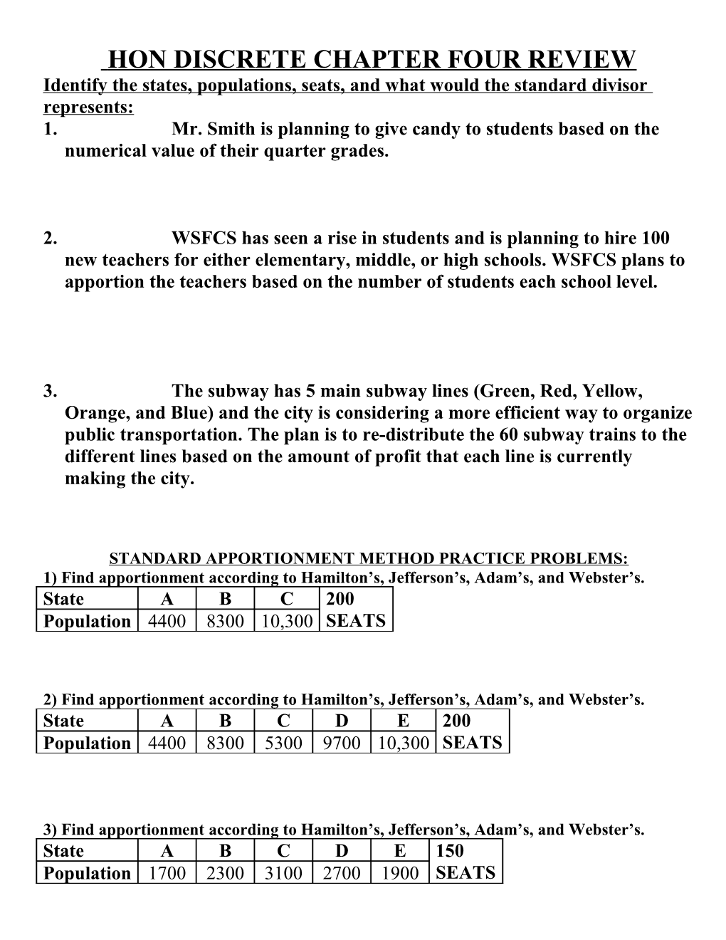 Discrete Honors Semester 1 Exam Review Guide: Chapters 1 7