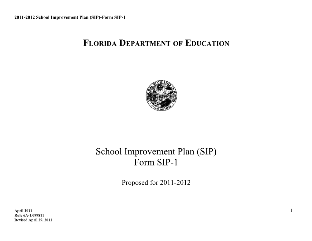 2011-2012 School Improvement Plan (SIP)-Form SIP-1