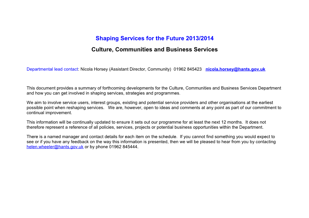 Shaping Services for the Future 2013/2014