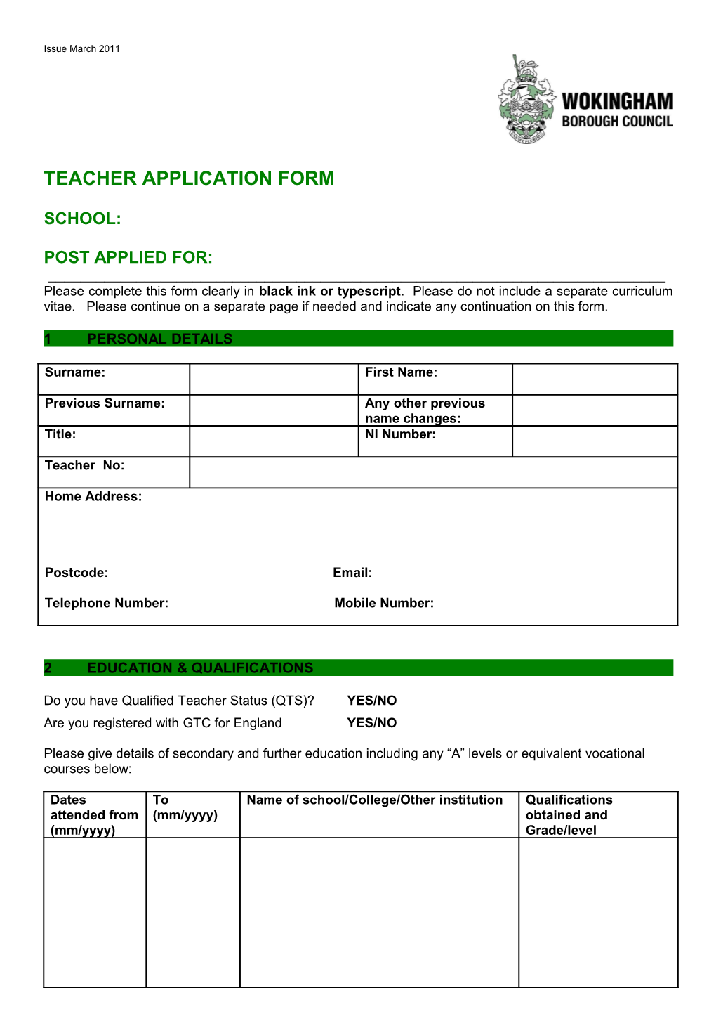 Teacher Application Form s2
