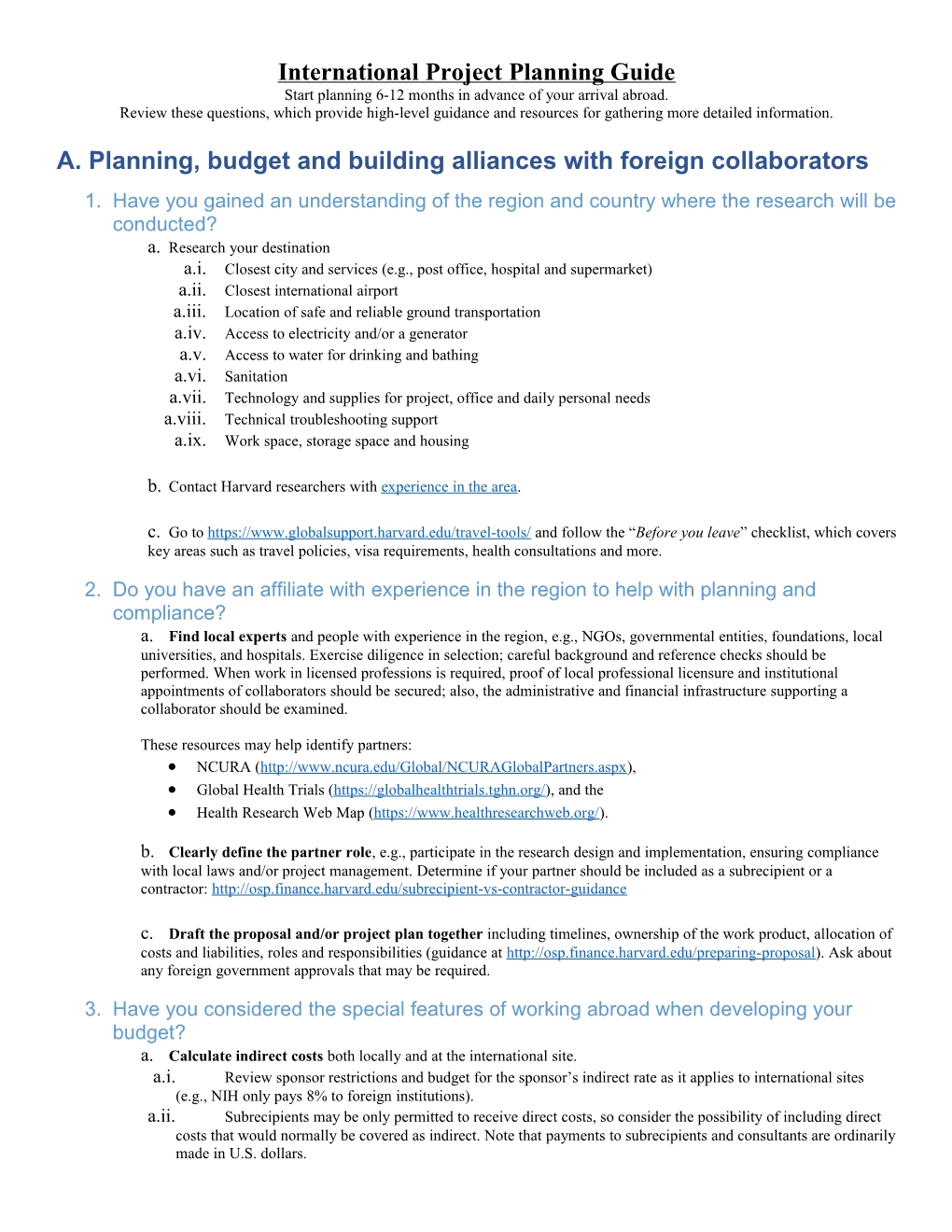 International Project Planning Guide