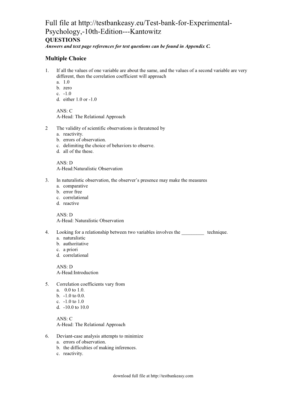 Answers and Text Page References for Test Questions Can Be Found in Appendix C