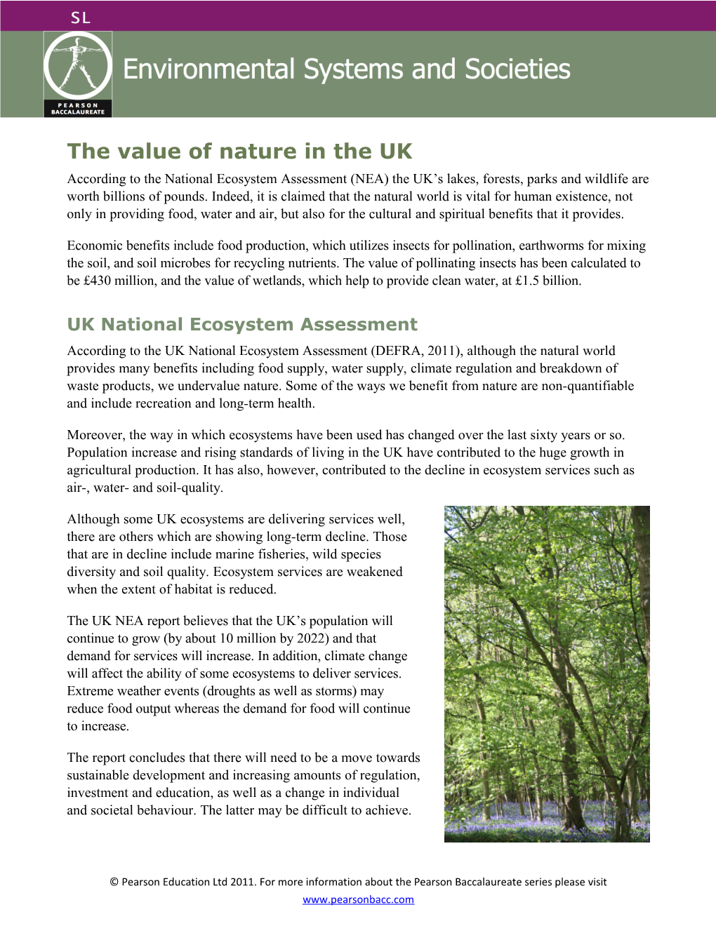 The Value of Nature in the UK