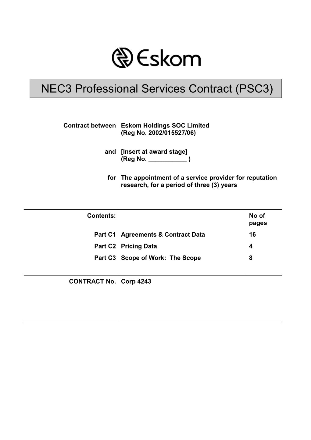 C0 PSC3 Contract Cover Pages