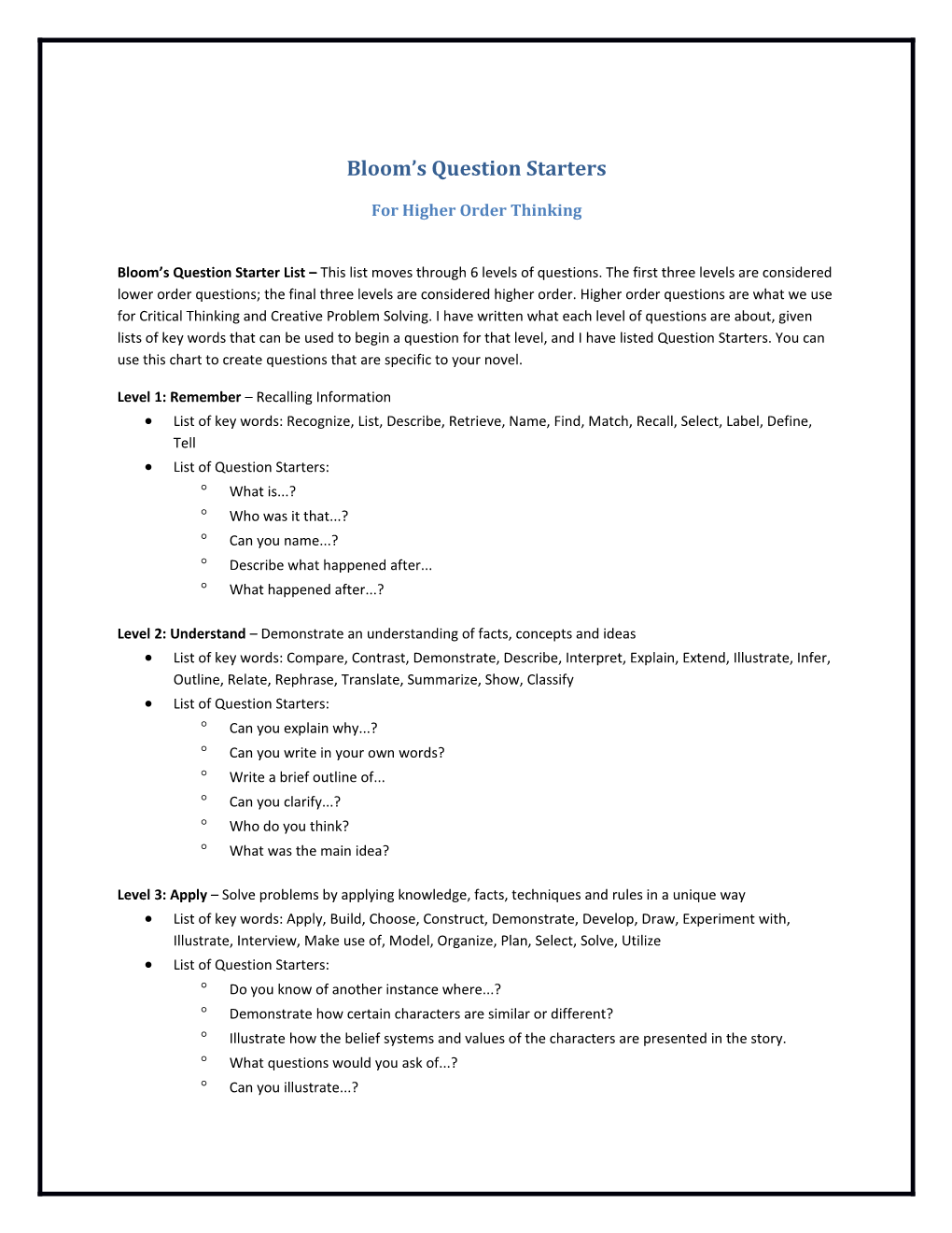 Higher Order Thinking Questions s1