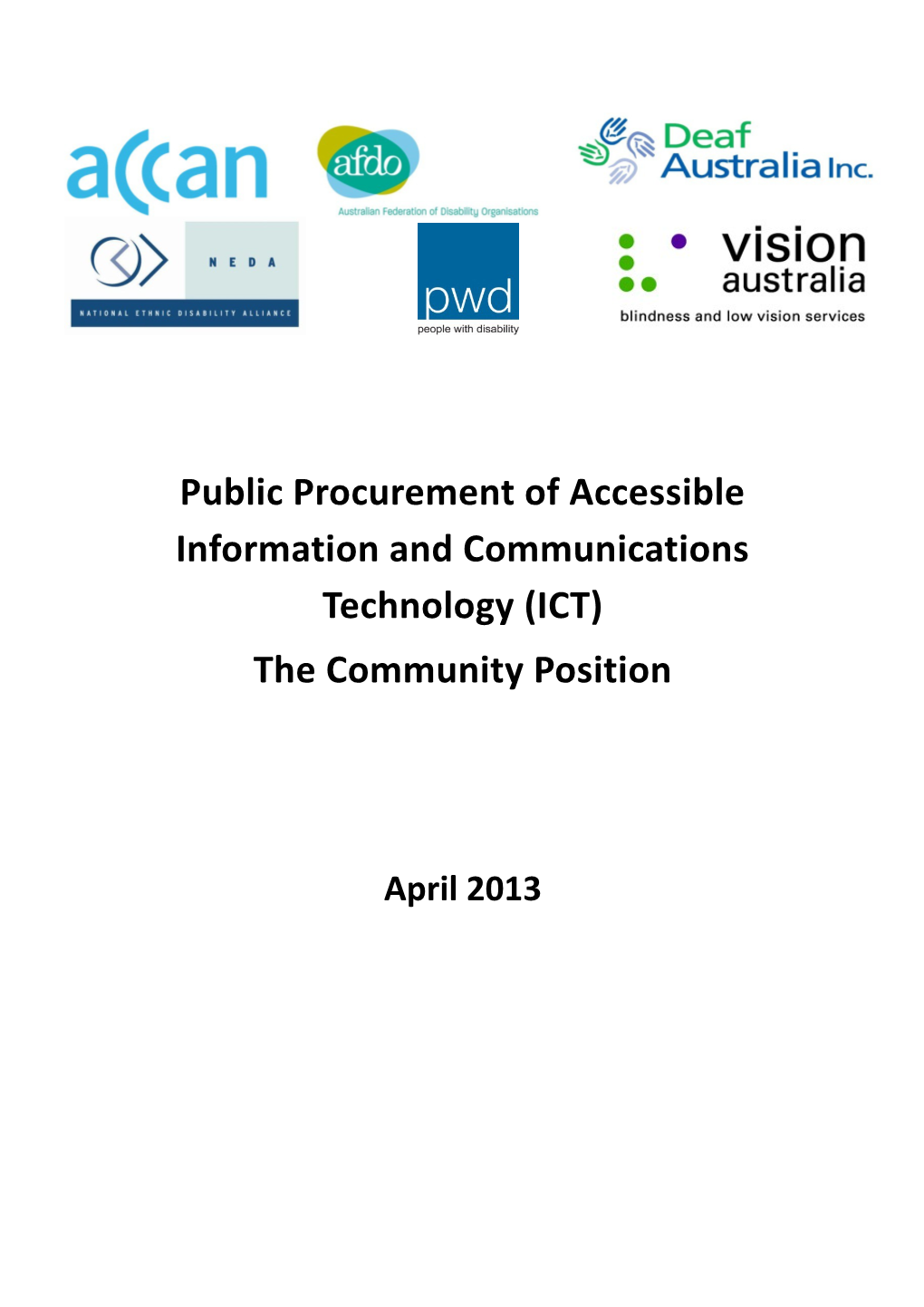 Public Procurement of Accessibleinformationand Communications Technology (ICT)