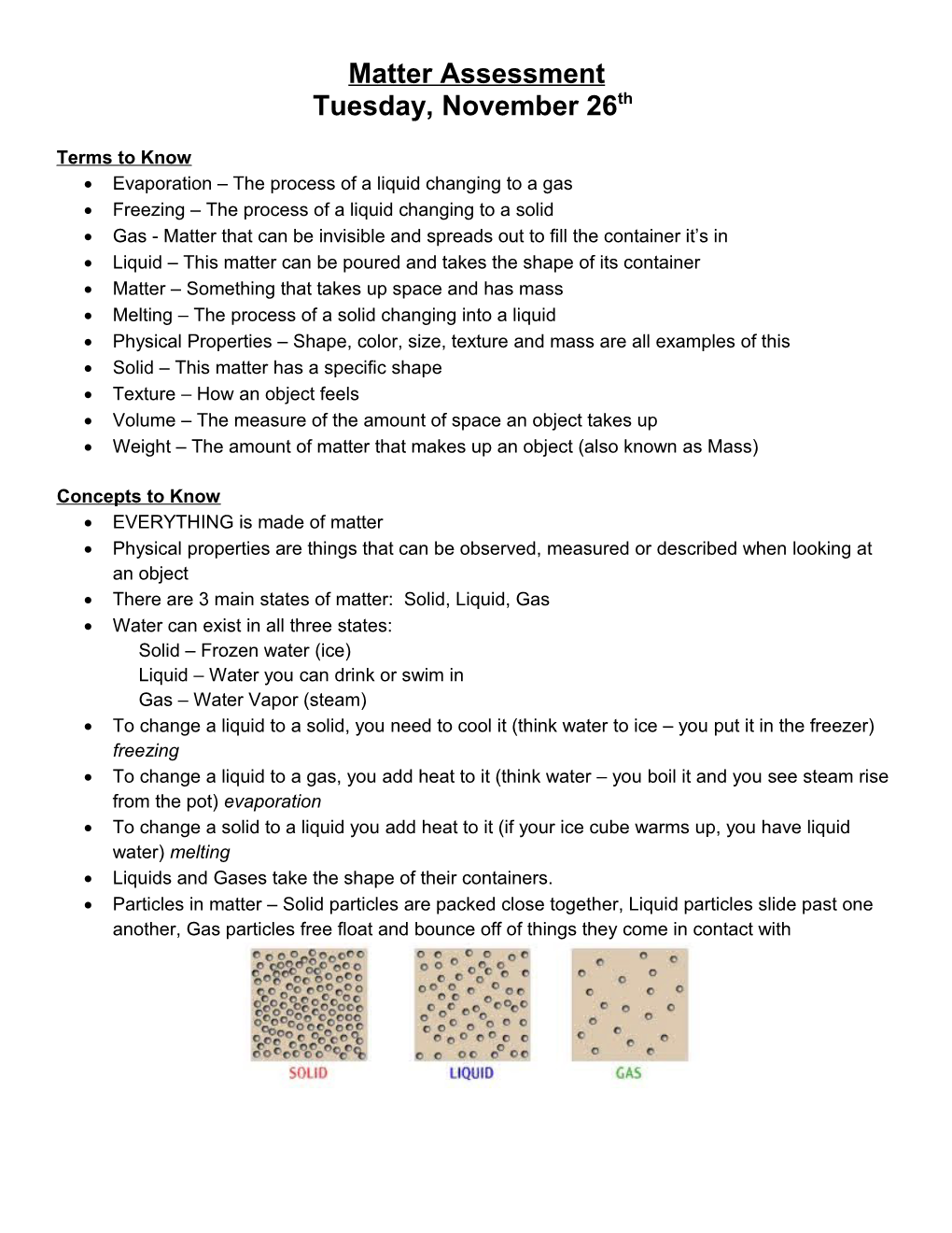 Matter Assessment