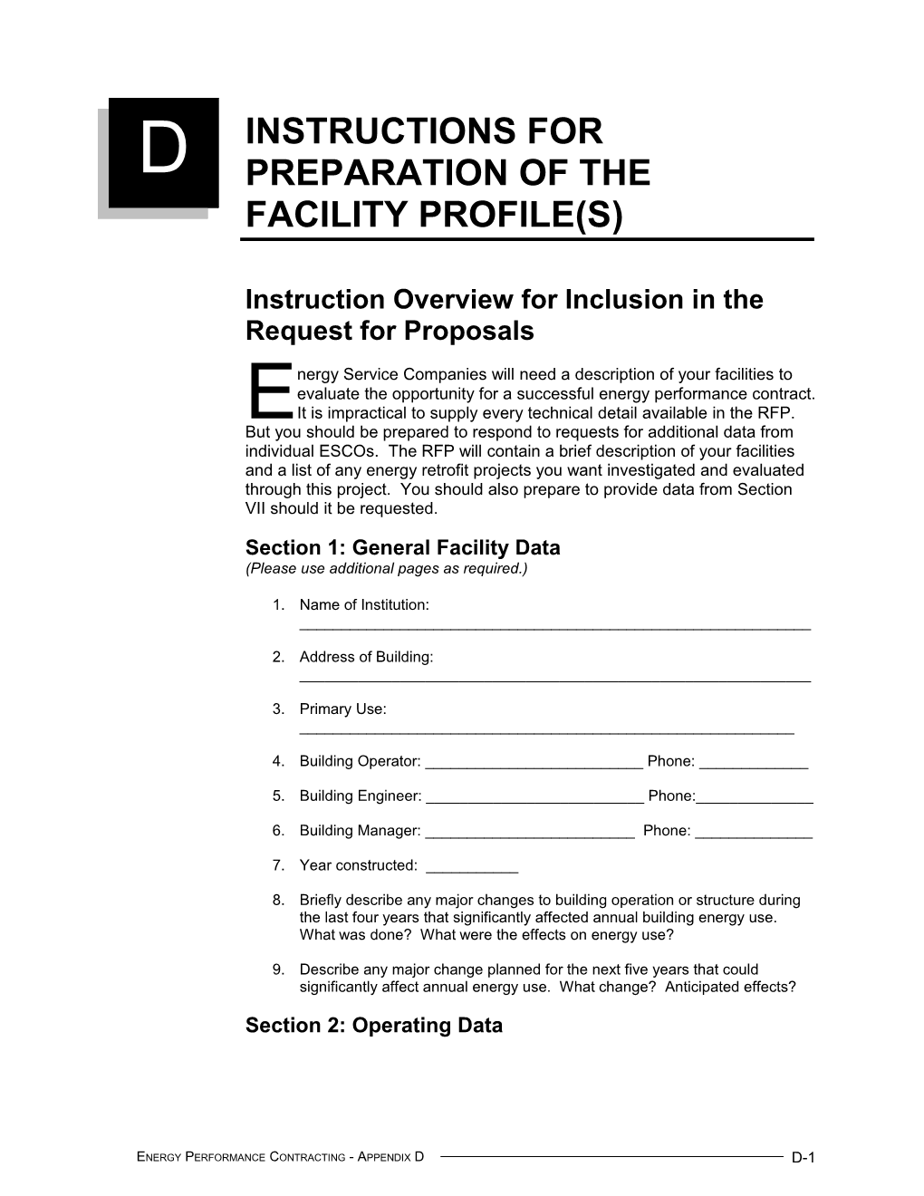 APPENDIX D Preparation of Facility Profile(S)