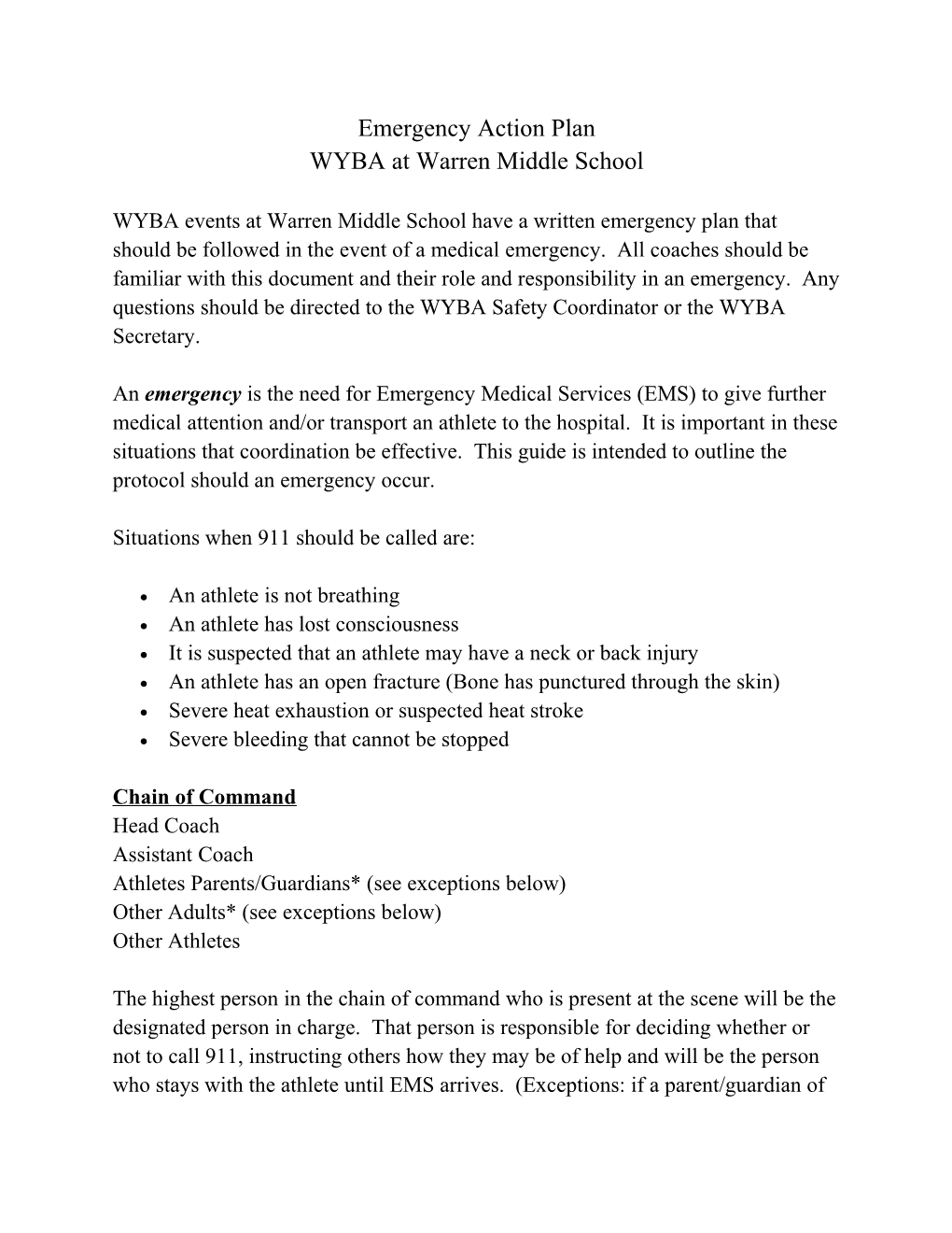 WYBA at Warren Middle School