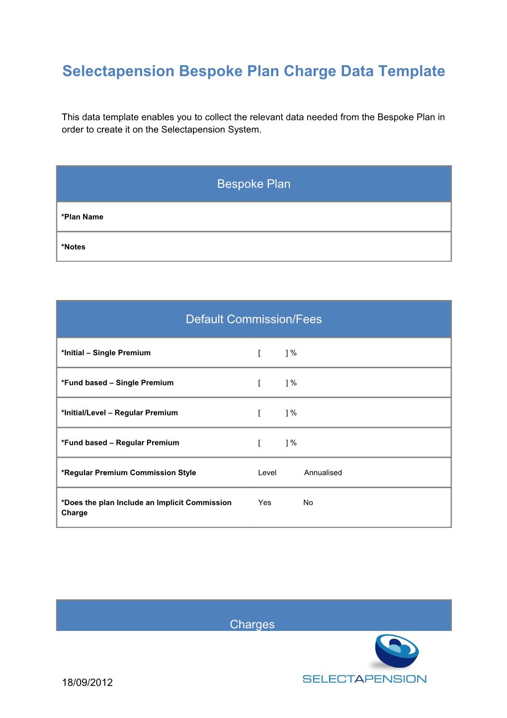 Bespoke Plan Charge Template