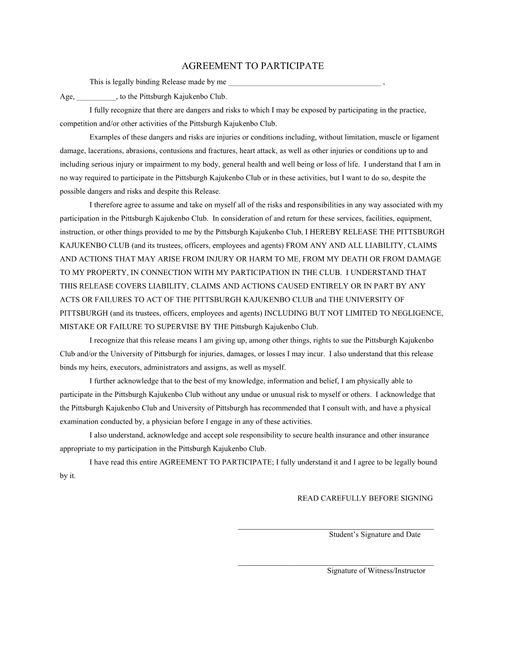 Agreement to Participate