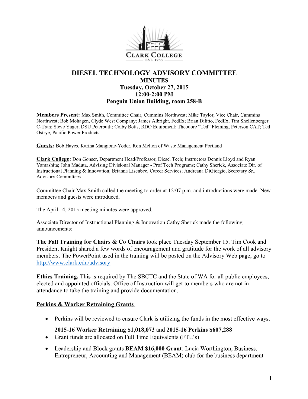 Diesel Technology Advisory Committee