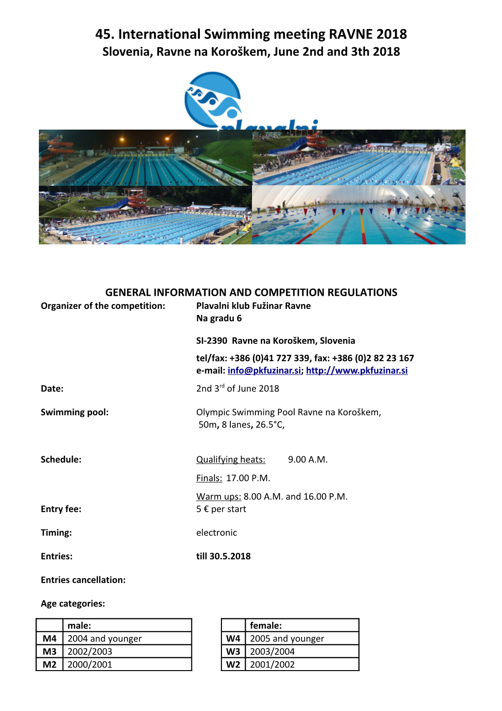 45. International Swimming Meeting RAVNE 2018