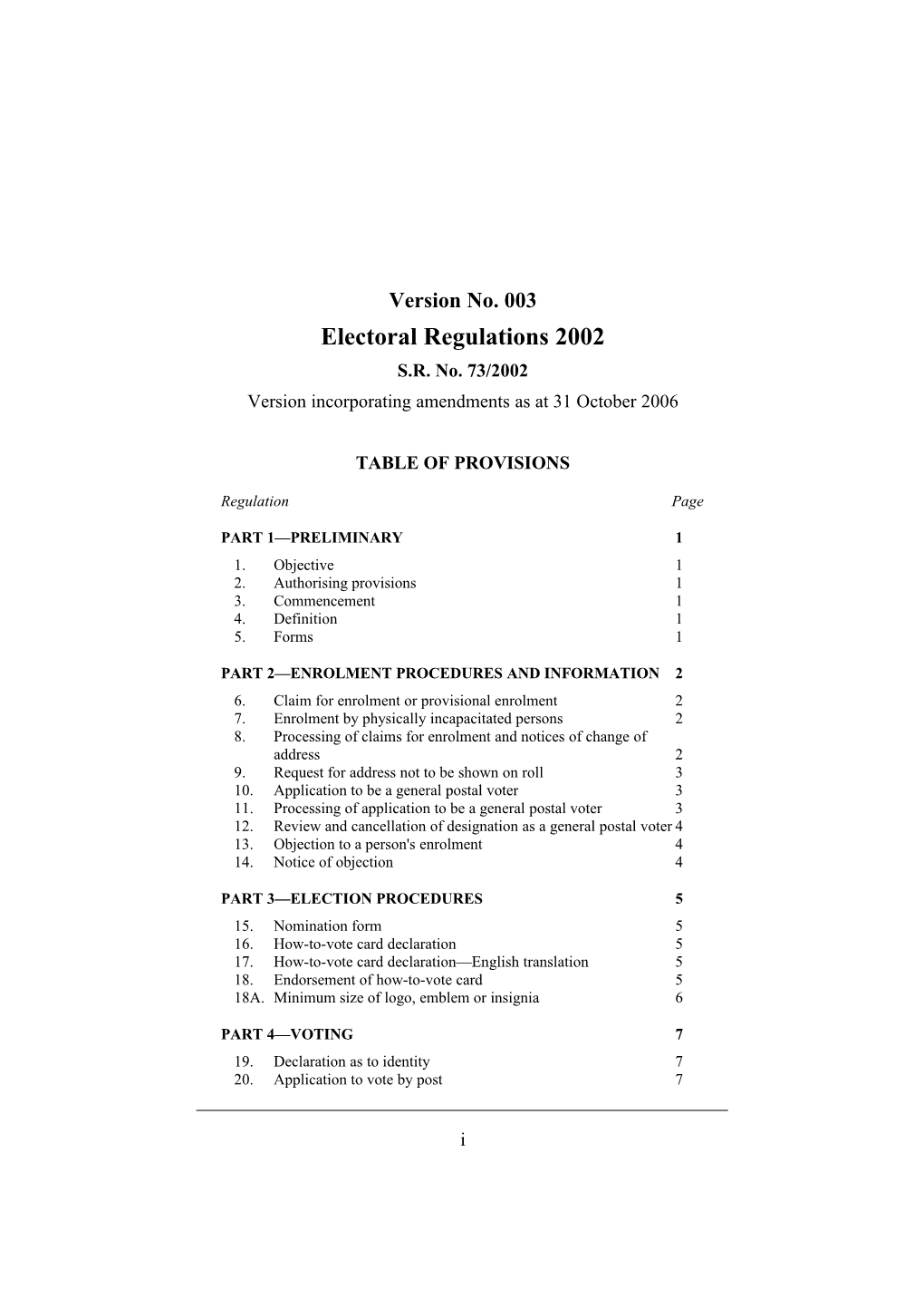 Electoral Regulations 2002