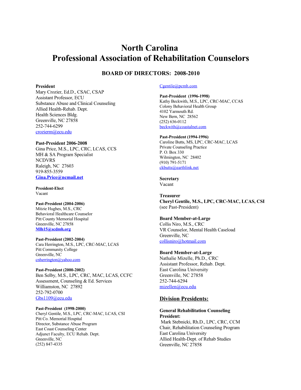 Professional Association of Rehabilitation Counselors