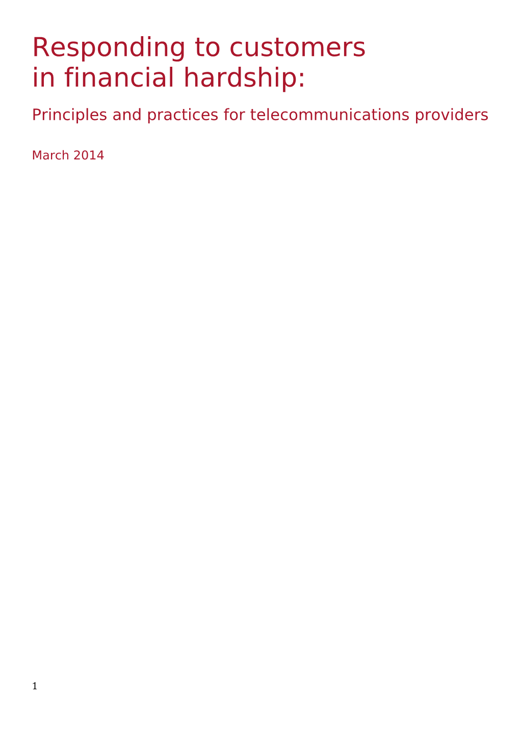 Principles and Practices for Telecommunications Providers