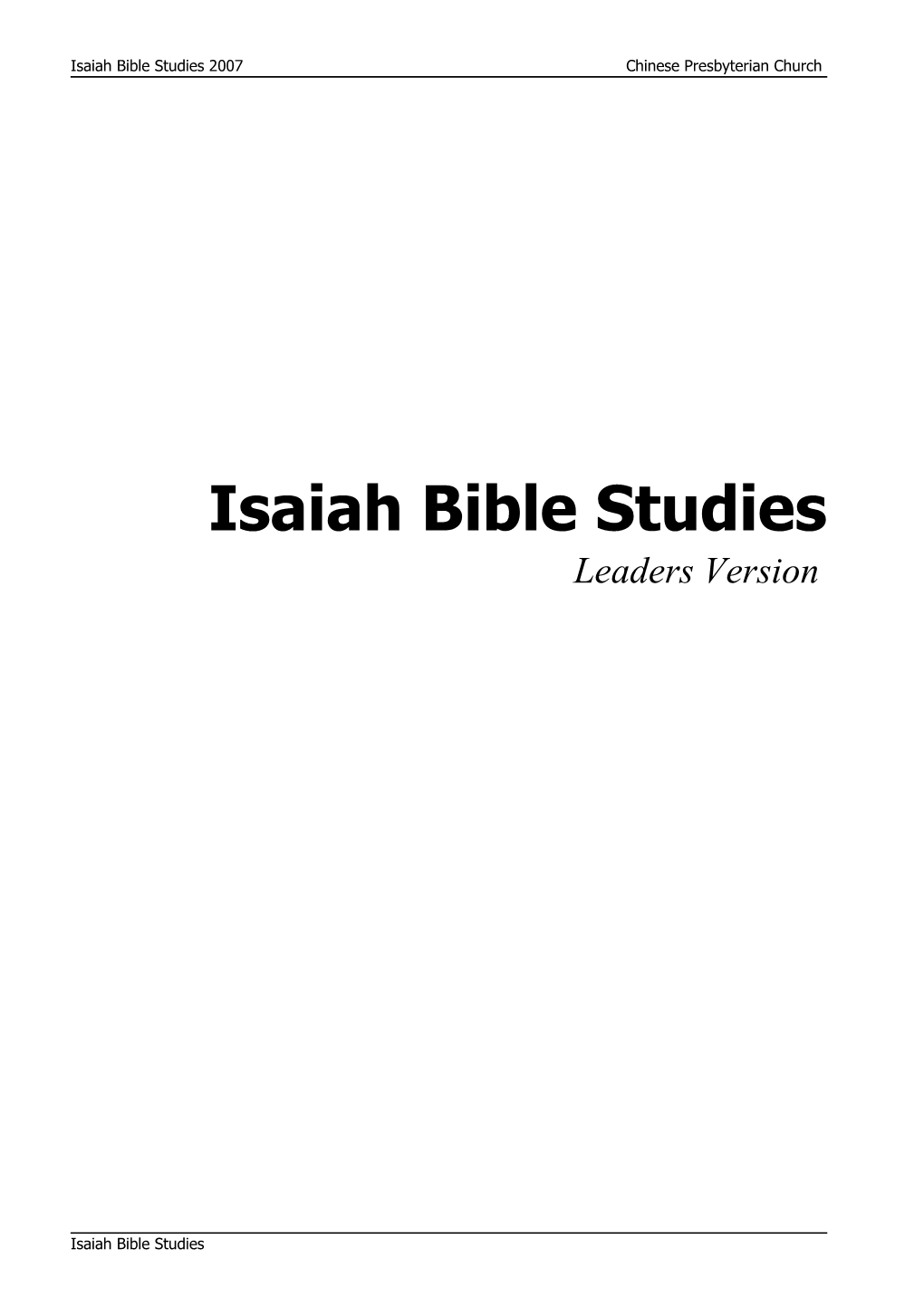 Isaiah Bible Studies