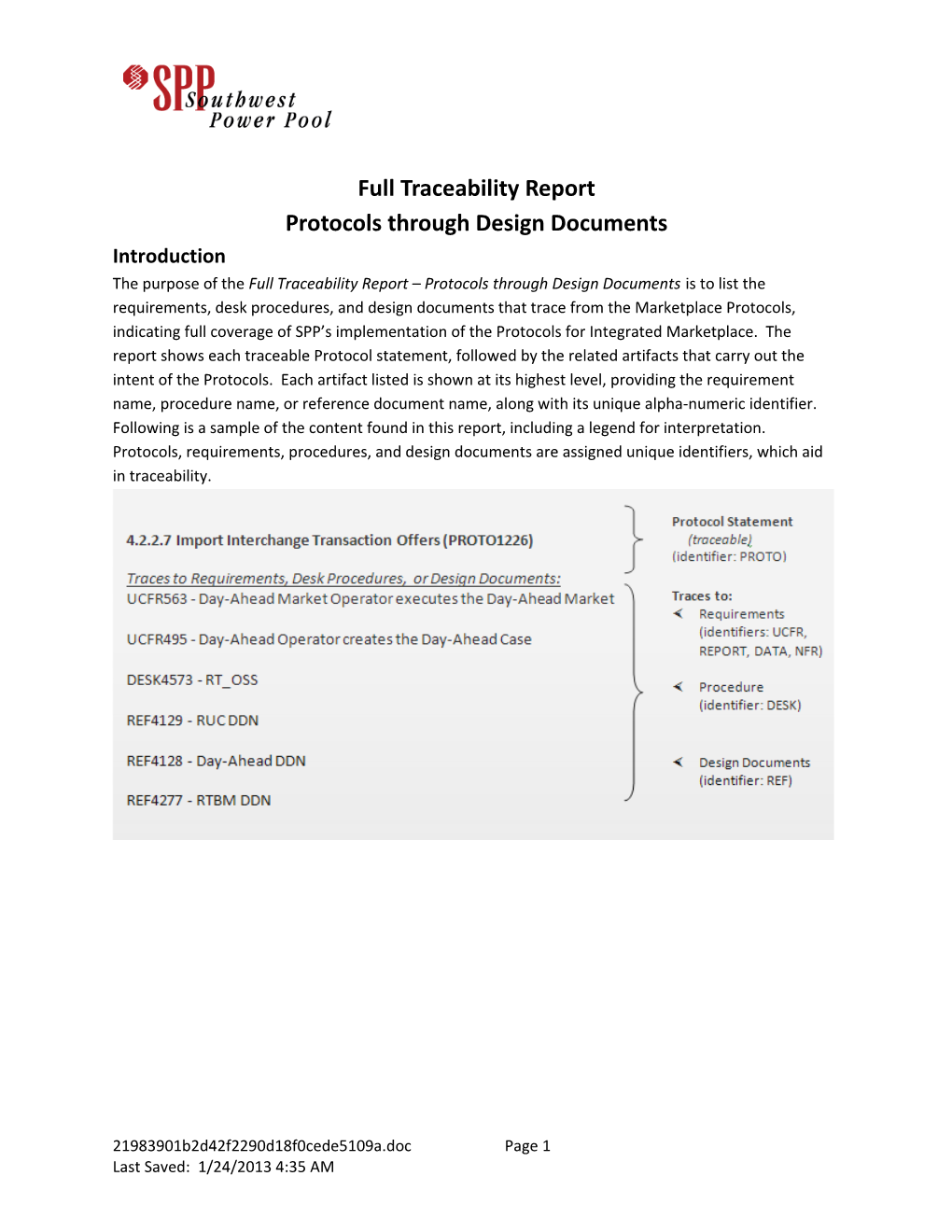 Full Traceability Report Protocols Through Design Documents