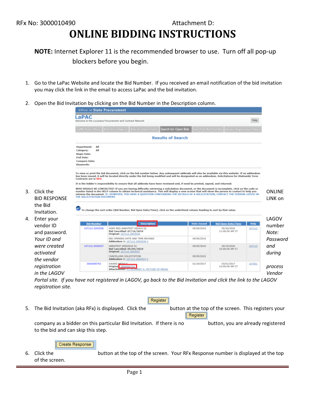 Online Bidding Instructions