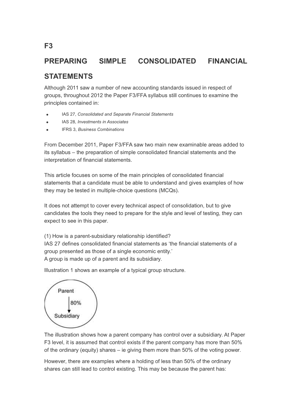 Preparing Simple Consolidated Financial Statements