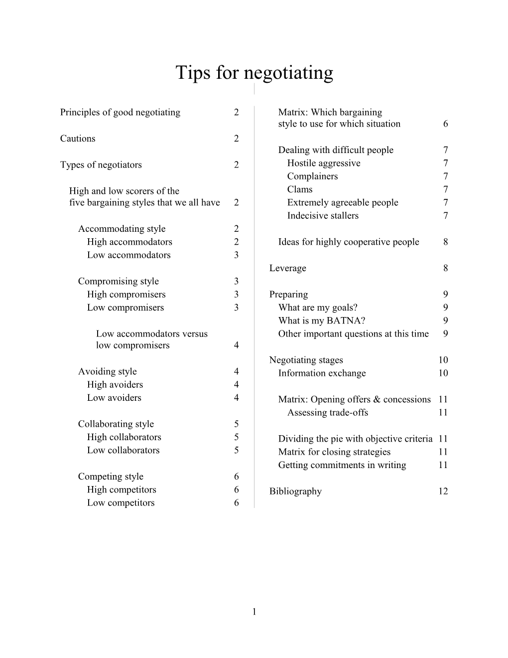 Tips for Negotiating