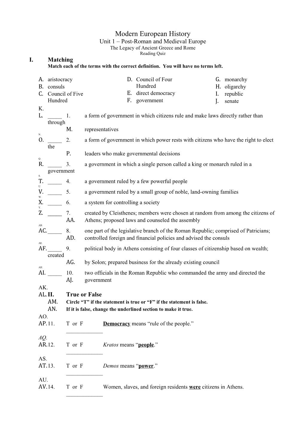 Unit 1 Post-Roman and Medieval Europe