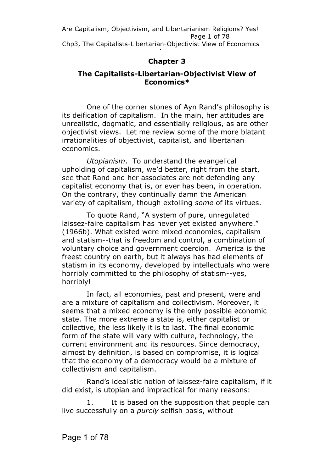 Are Capitalism, Objectivism, and Libertarianism Religions? Yes! Page 3 of 76