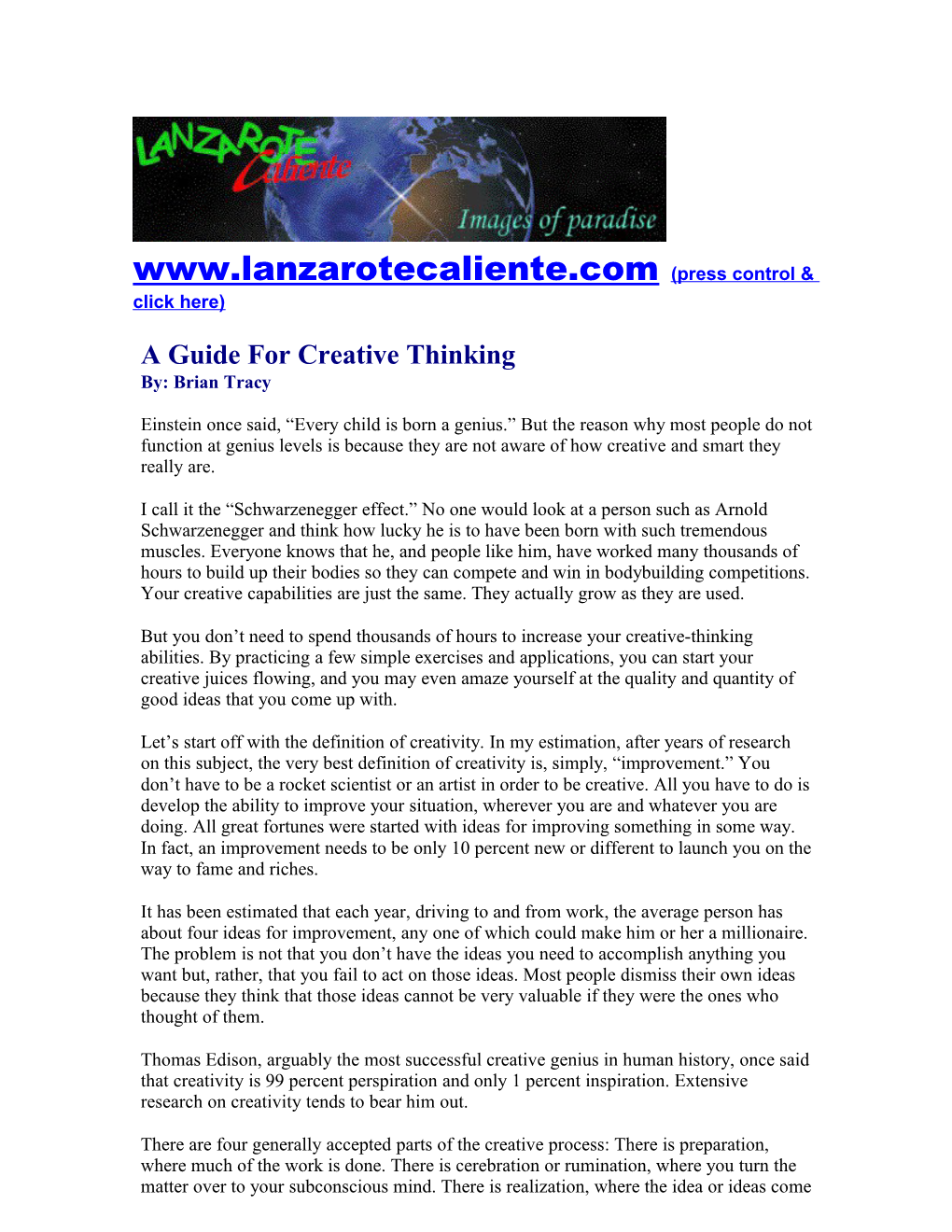 A Guide for Creative Thinking