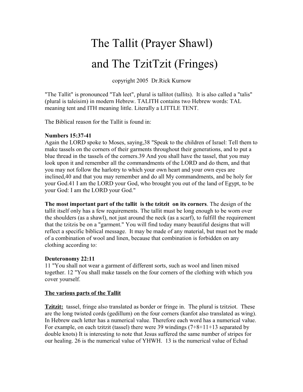 The Tallit (Prayer Shawl)