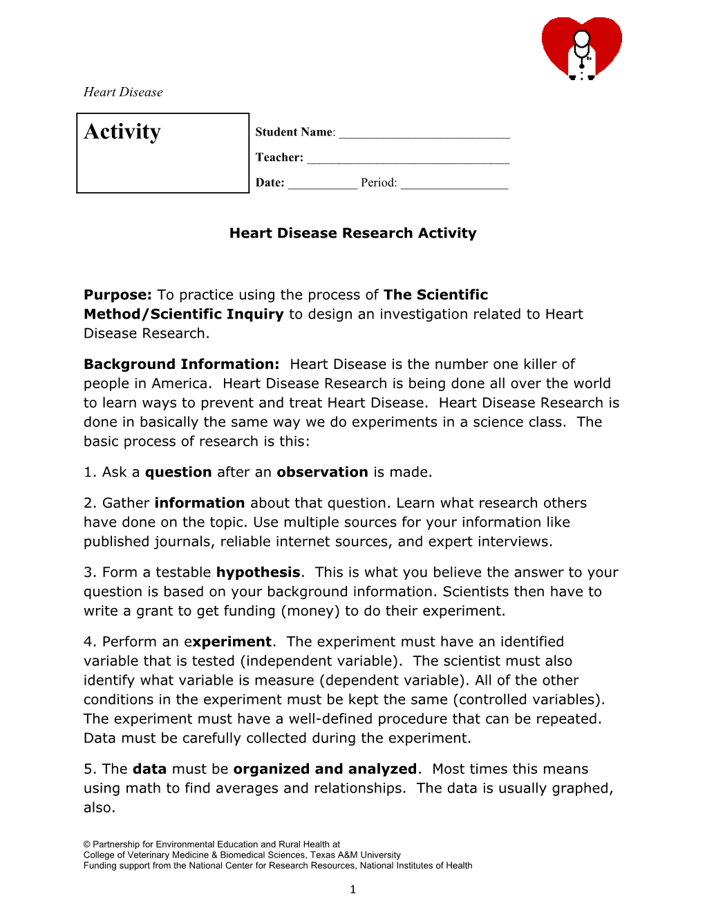 Heart Disease Research Activity