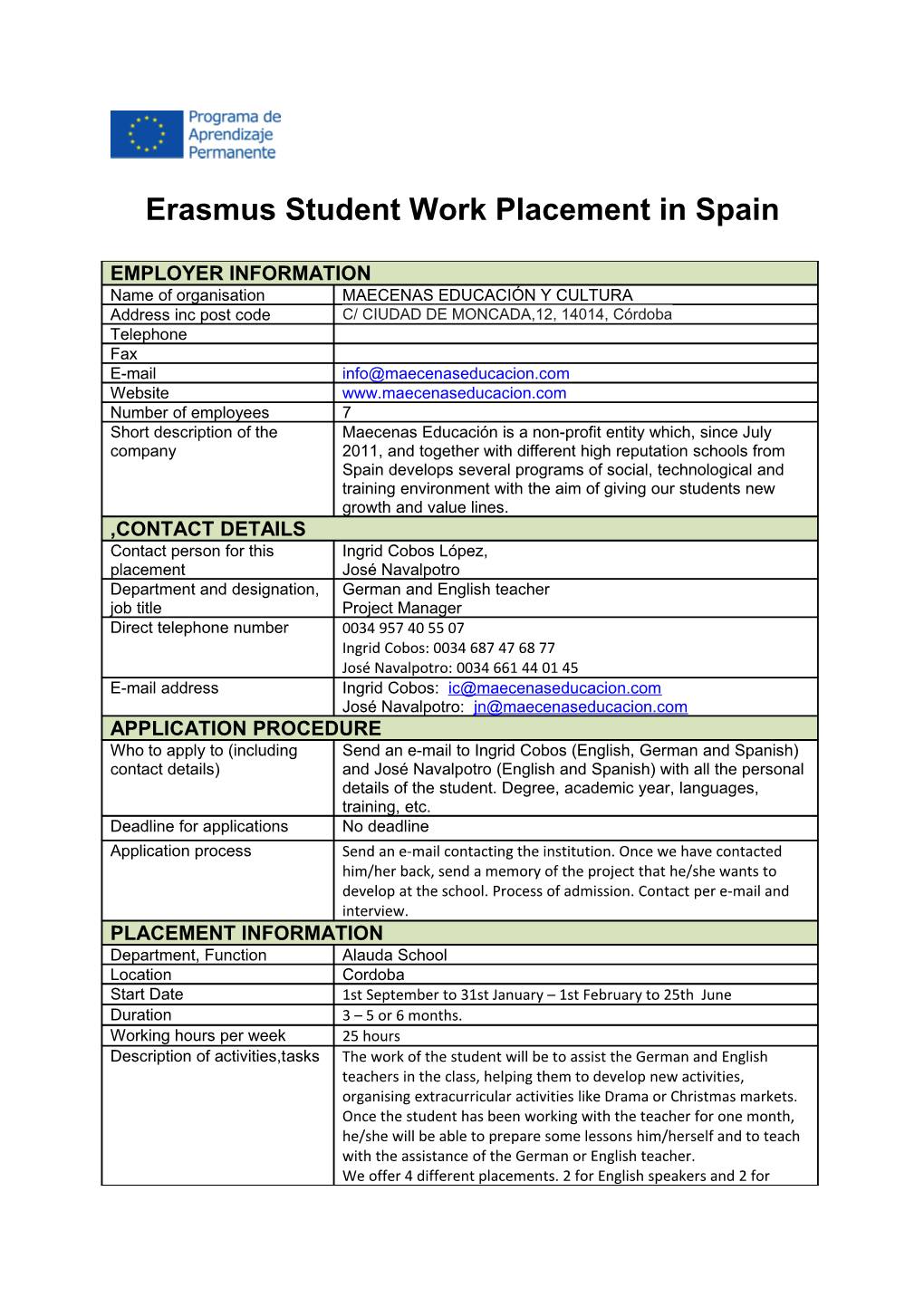 Erasmus Student Work Placement in the UK s2
