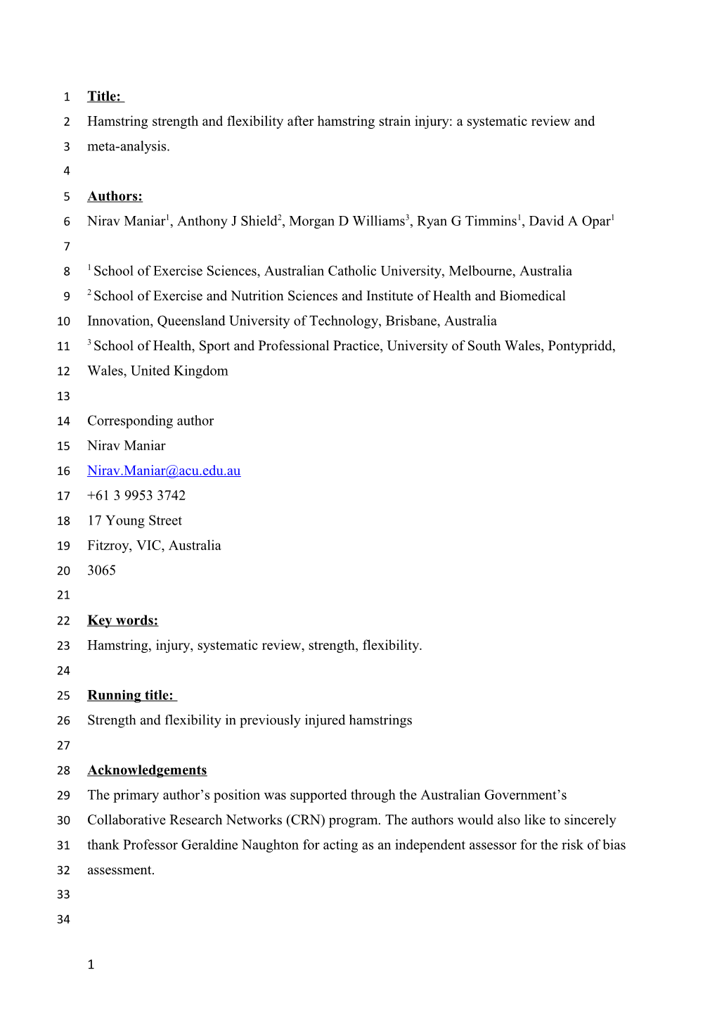 Title: Hamstring Strength and Flexibility After Hamstring Strain Injury: a Systematic Review