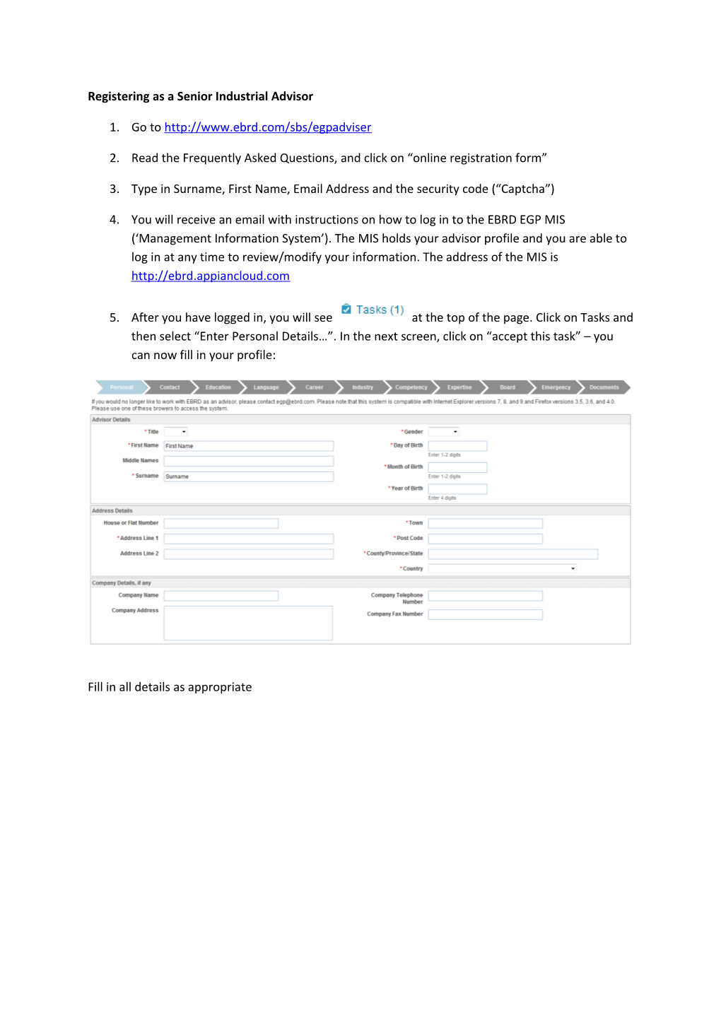 Registering As a Senior Industrial Advisor