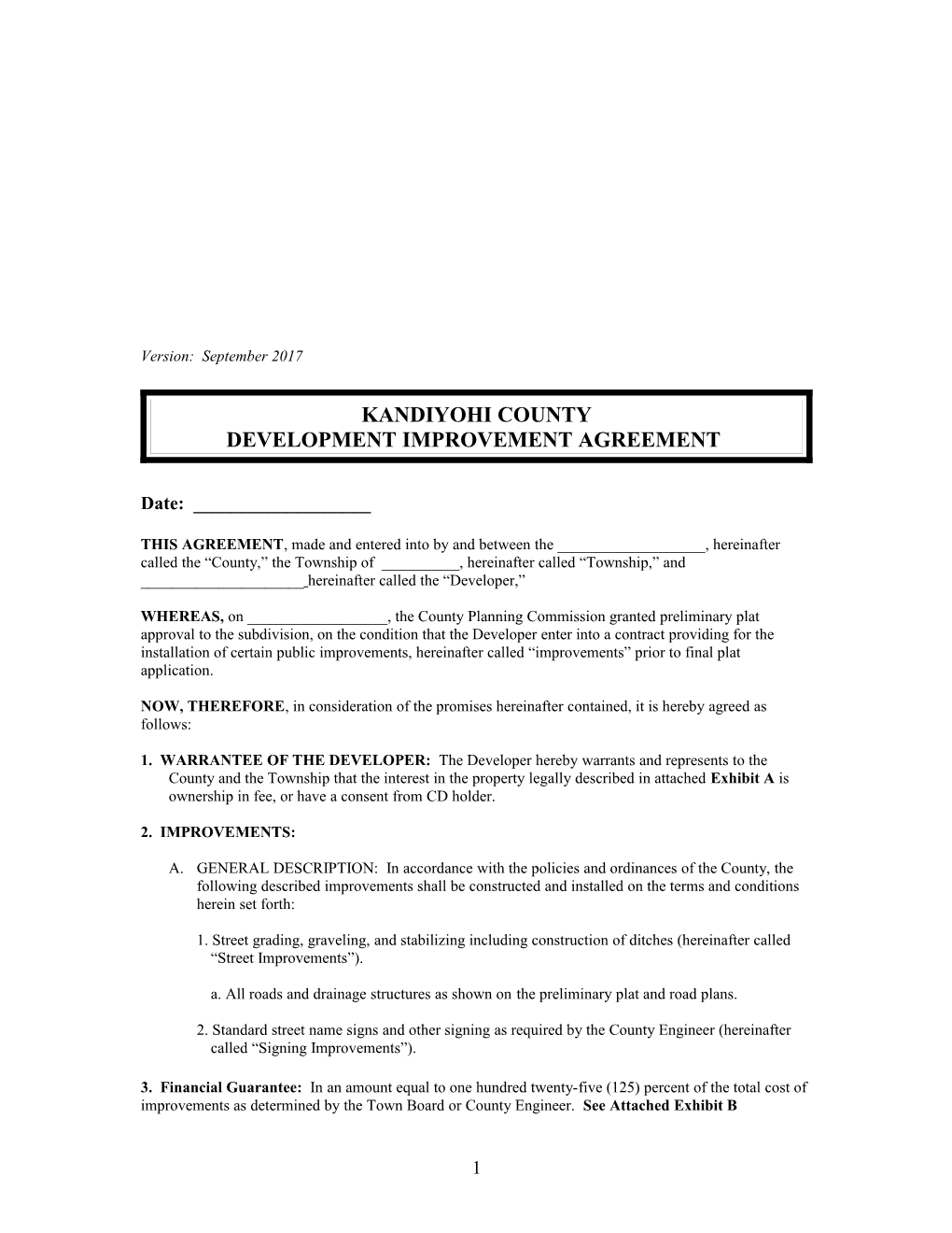 Development Improvement Agreement