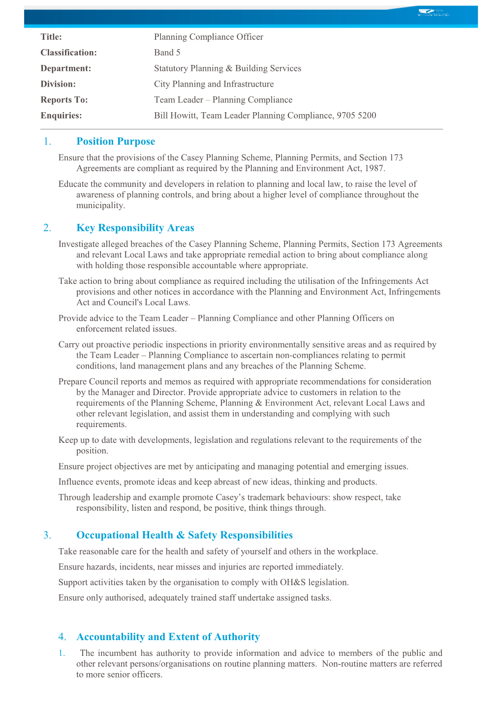 Department:Statutory Planning & Building Services