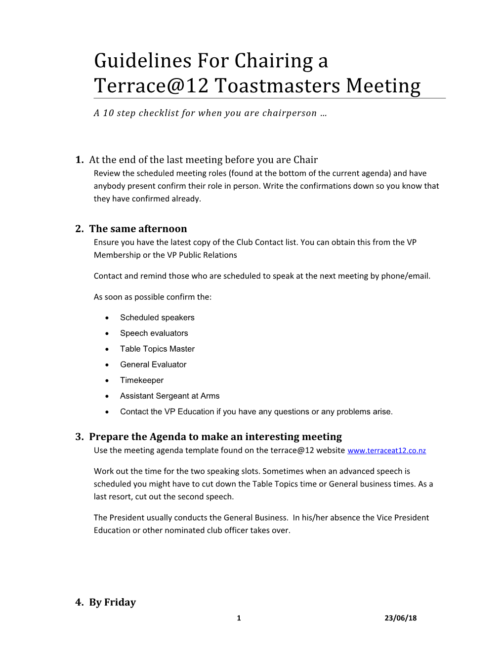 Chairing a Toastmasters Meeting