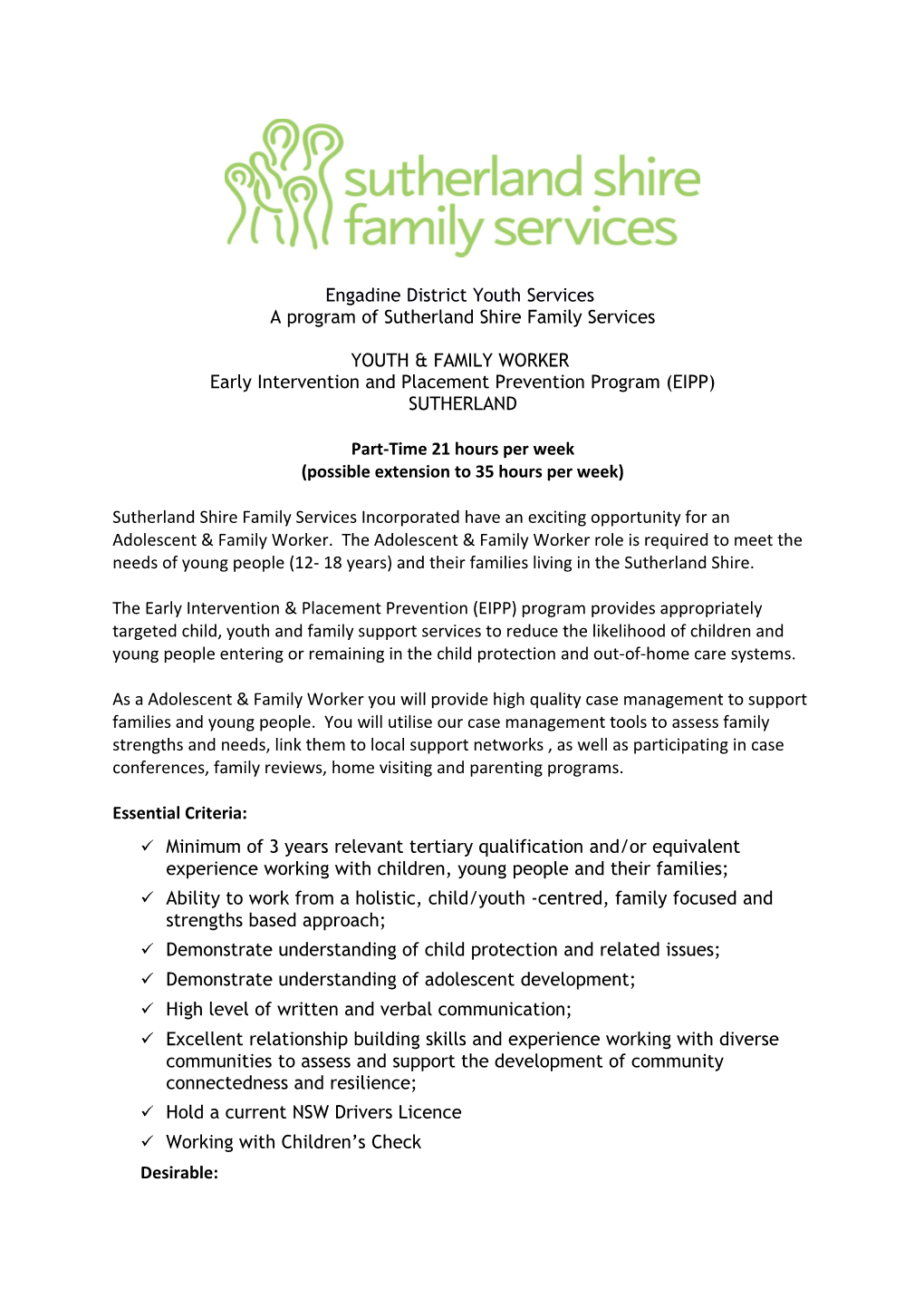 A Program of Sutherland Shire Family Services