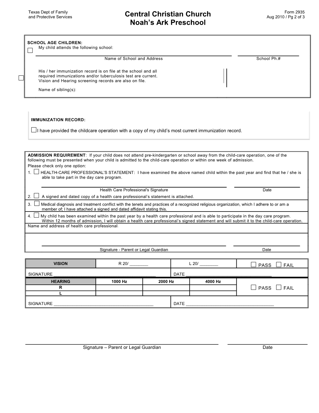 Immunization Record