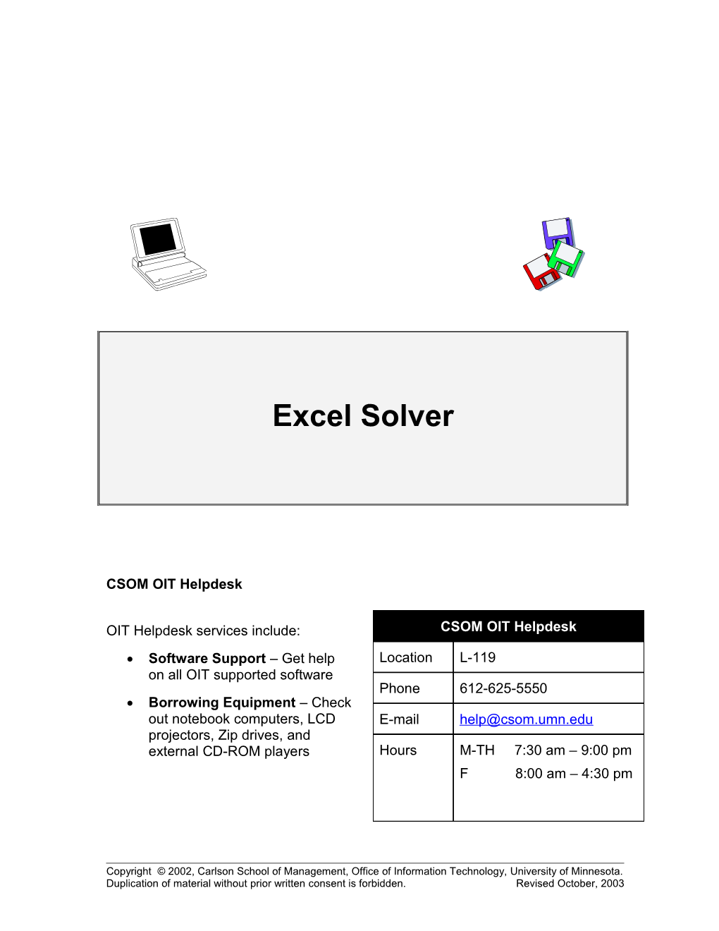 Excel Solver Handout