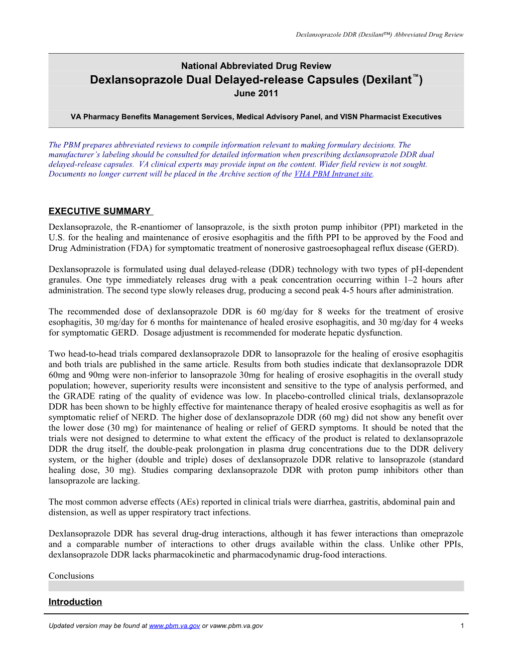 National Abbreviated Drug Review