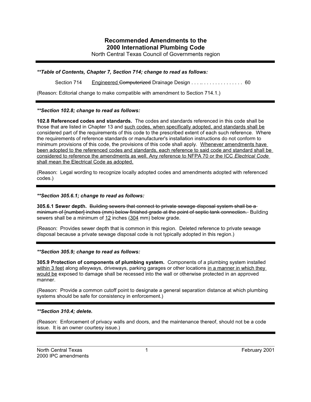 These Recommended Code Change Provisions Are Based Upon the 1997 International Plumbing Code