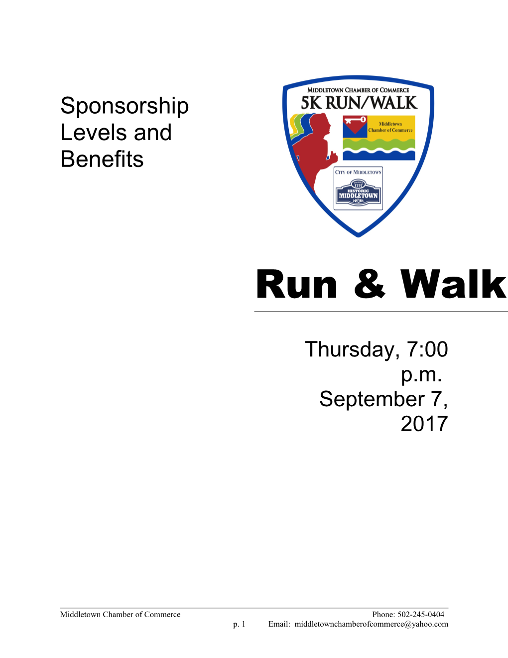 5K Sponsorship Levels and Benefits P. 5