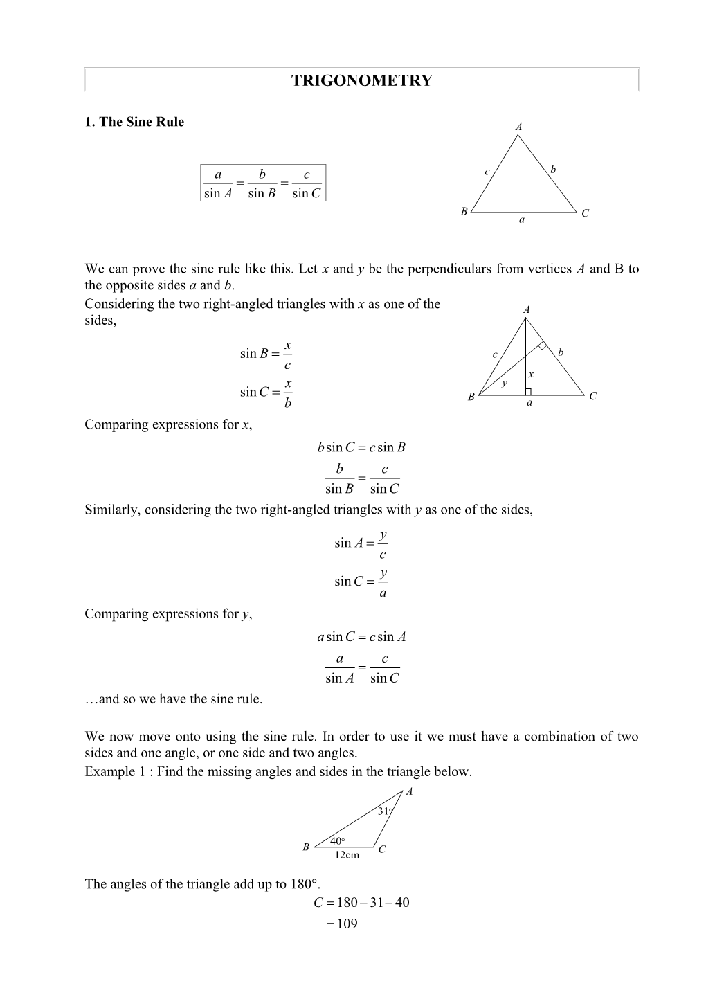 Similarly, Considering the Two Right-Angled Triangles with Y As One of the Sides