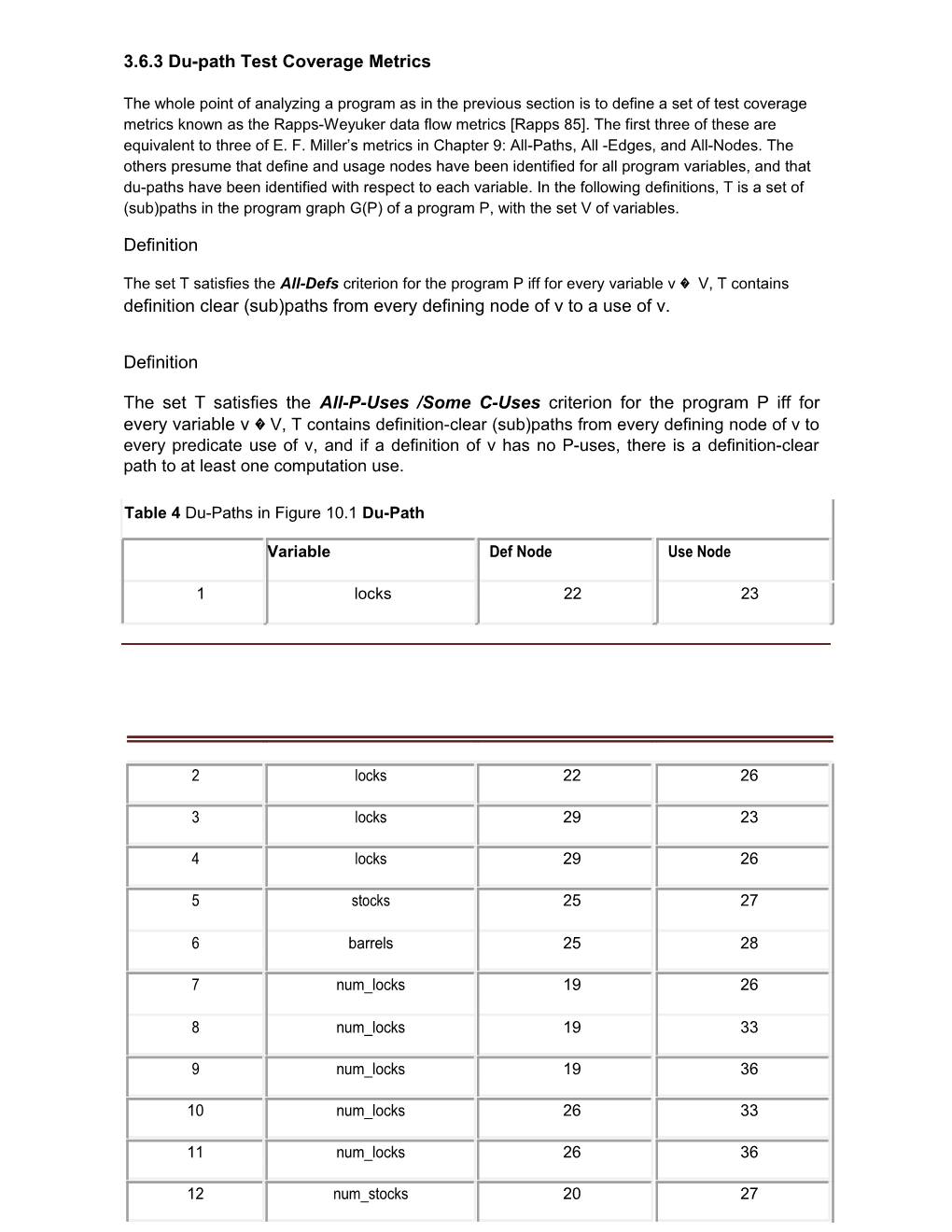 3.6.3 Du-Path Test Coverage Metrics