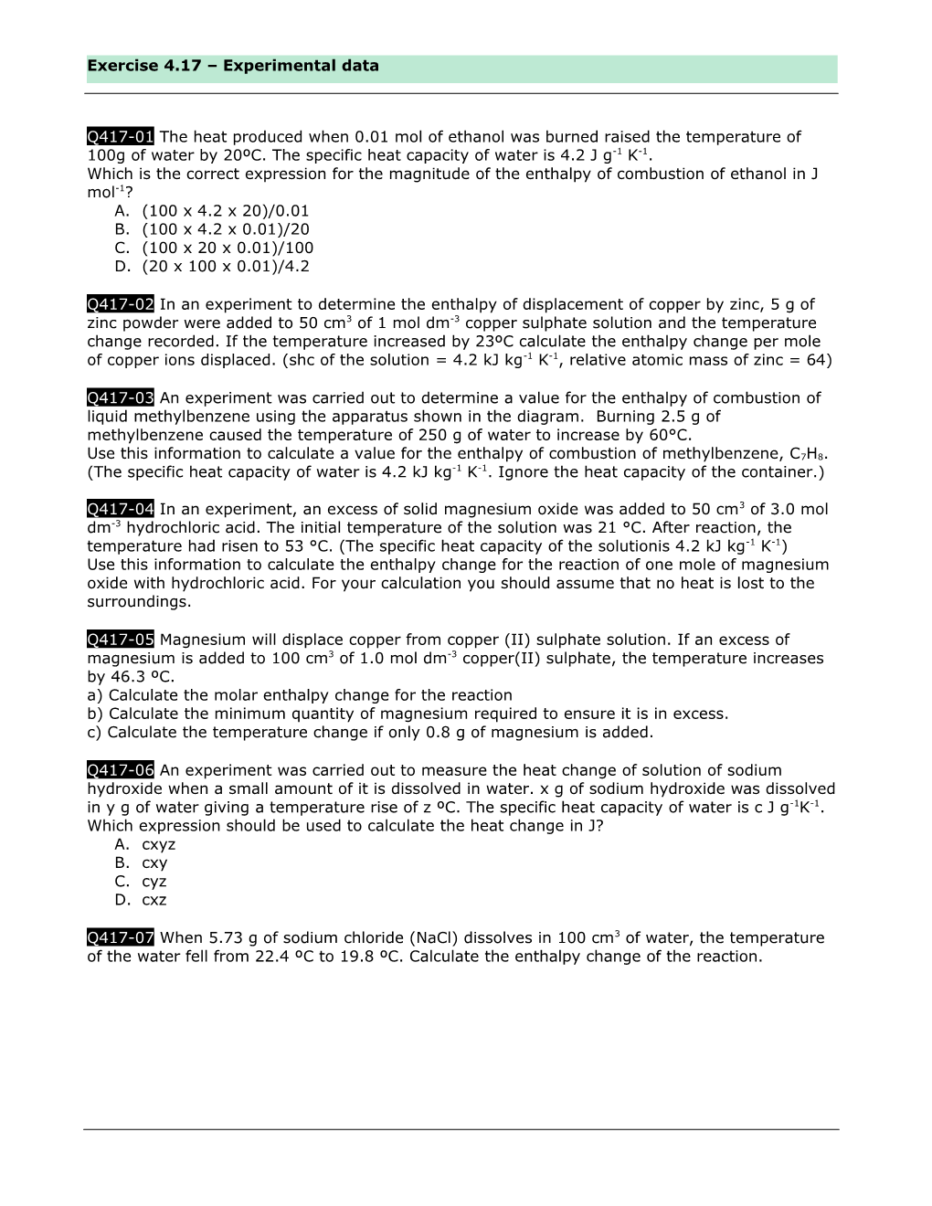 Read the Following Sentences Carefully and Use Them to Write Balanced Equations for The